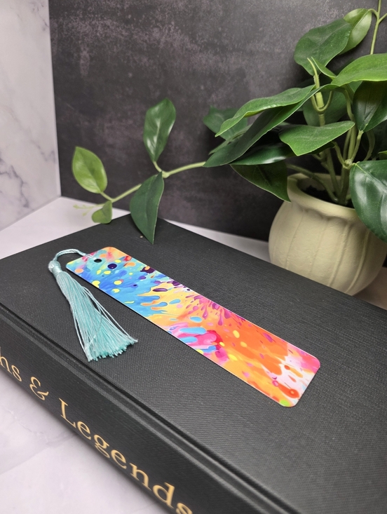 Hand Crafted Other - Vibrant Abstract Metal Bookmark